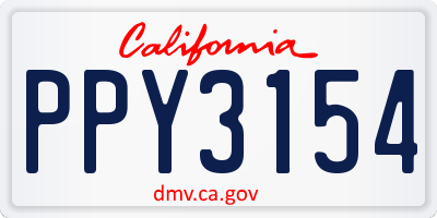 CA license plate PPY3154