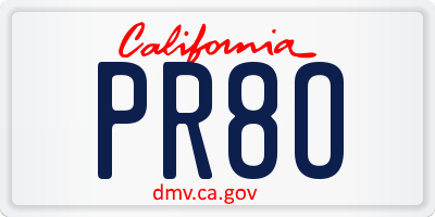 CA license plate PR8O