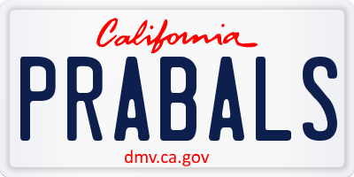 CA license plate PRABALS