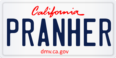CA license plate PRANHER