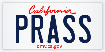 CA license plate PRASS