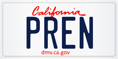 CA license plate PREN