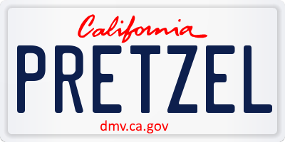 CA license plate PRETZEL