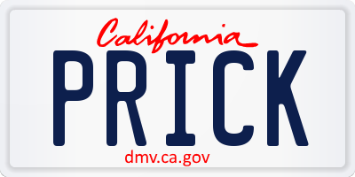 CA license plate PRICK