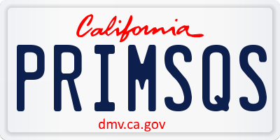 CA license plate PRIMSQS