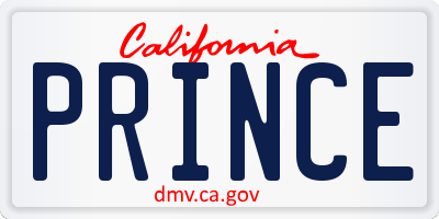 CA license plate PRINCE