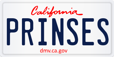 CA license plate PRINSES