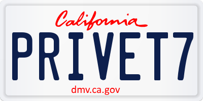 CA license plate PRIVET7