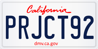 CA license plate PRJCT92