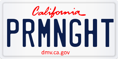 CA license plate PRMNGHT