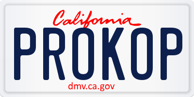 CA license plate PROKOP