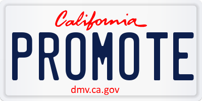 CA license plate PROMOTE