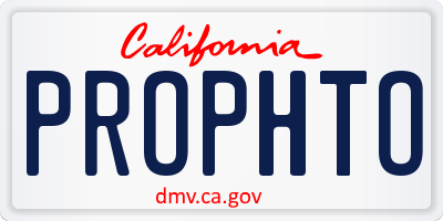 CA license plate PROPHTO