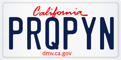 CA license plate PRQPYN