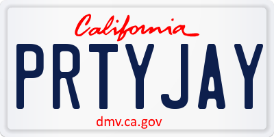 CA license plate PRTYJAY