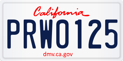 CA license plate PRW0125