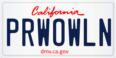 CA license plate PRWOWLN