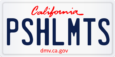 CA license plate PSHLMTS