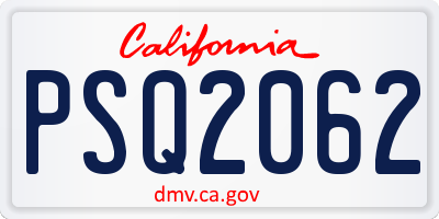 CA license plate PSQ2062