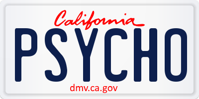 CA license plate PSYCHO