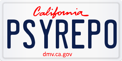 CA license plate PSYREPO