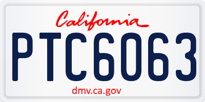 CA license plate PTC6063