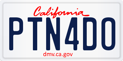 CA license plate PTN4DO