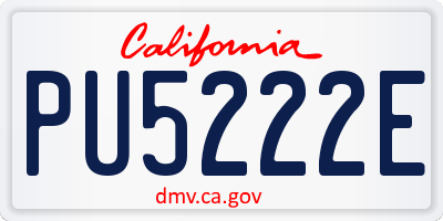 CA license plate PU5222E