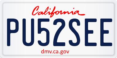 CA license plate PU52SEE