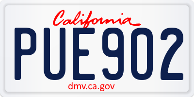 CA license plate PUE902