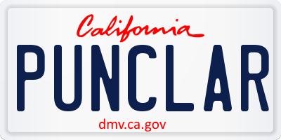 CA license plate PUNCLAR