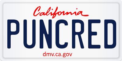 CA license plate PUNCRED