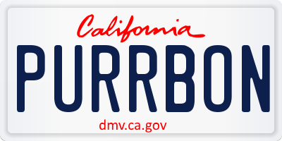 CA license plate PURRBON