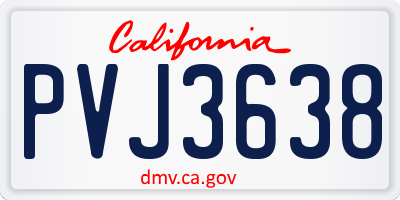 CA license plate PVJ3638