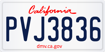 CA license plate PVJ3836