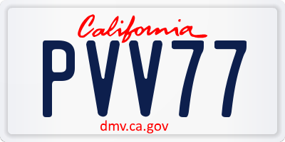 CA license plate PVV77