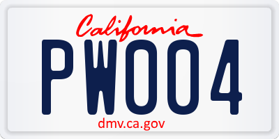 CA license plate PW004