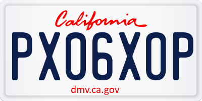 CA license plate PX06XOP