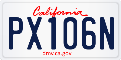 CA license plate PX106N