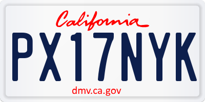 CA license plate PX17NYK