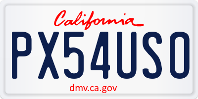 CA license plate PX54USO