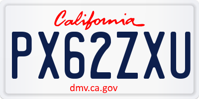 CA license plate PX62ZXU