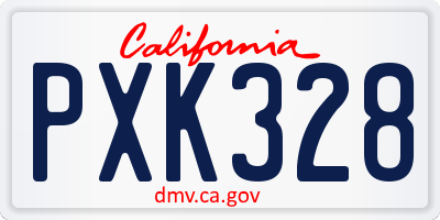 CA license plate PXK328