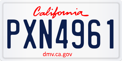 CA license plate PXN4961