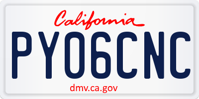 CA license plate PY06CNC