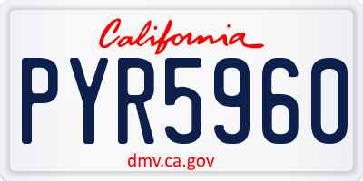 CA license plate PYR5960