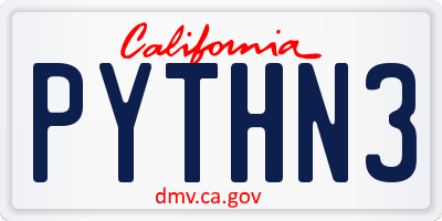 CA license plate PYTHN3