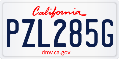 CA license plate PZL285G