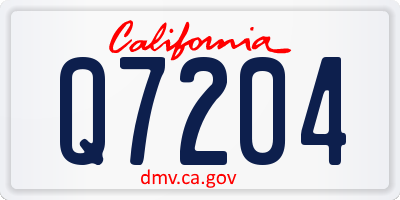 CA license plate Q7204