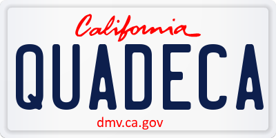 CA license plate QUADECA